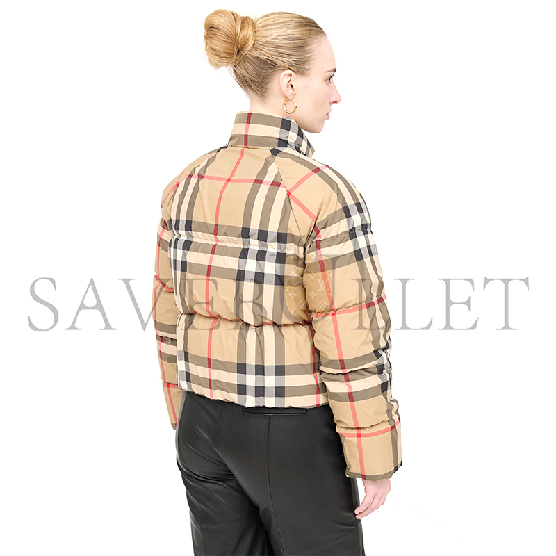 Bv*b*rry vintage check cropped puffer jacket